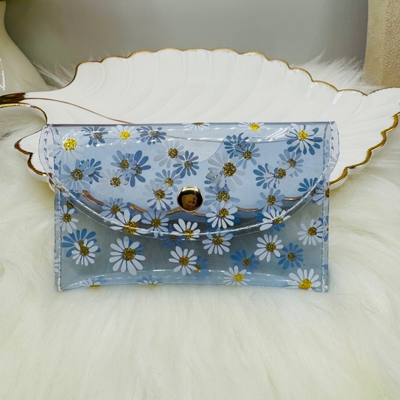 Florals Clear Card Case Wallet in light blue - Picture 4 of 4